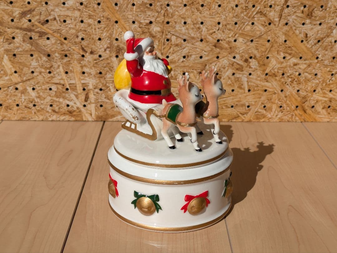 レア！　ヴィンテージ レフトン サンタ&トナカイ クリスマス 蓋付きキャンディ皿