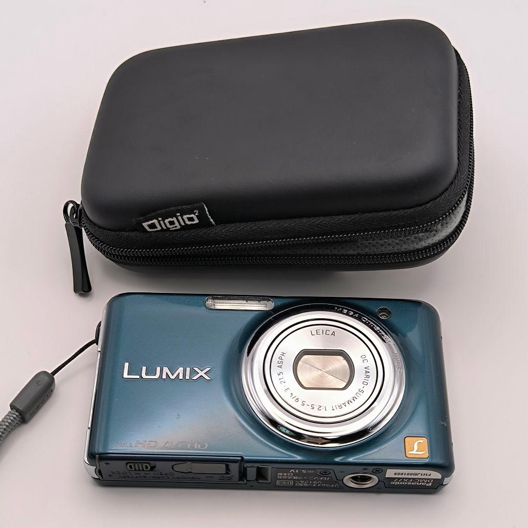 ケース付き美品　Panasonic LUMIX DMC-FX77 スエードブルー