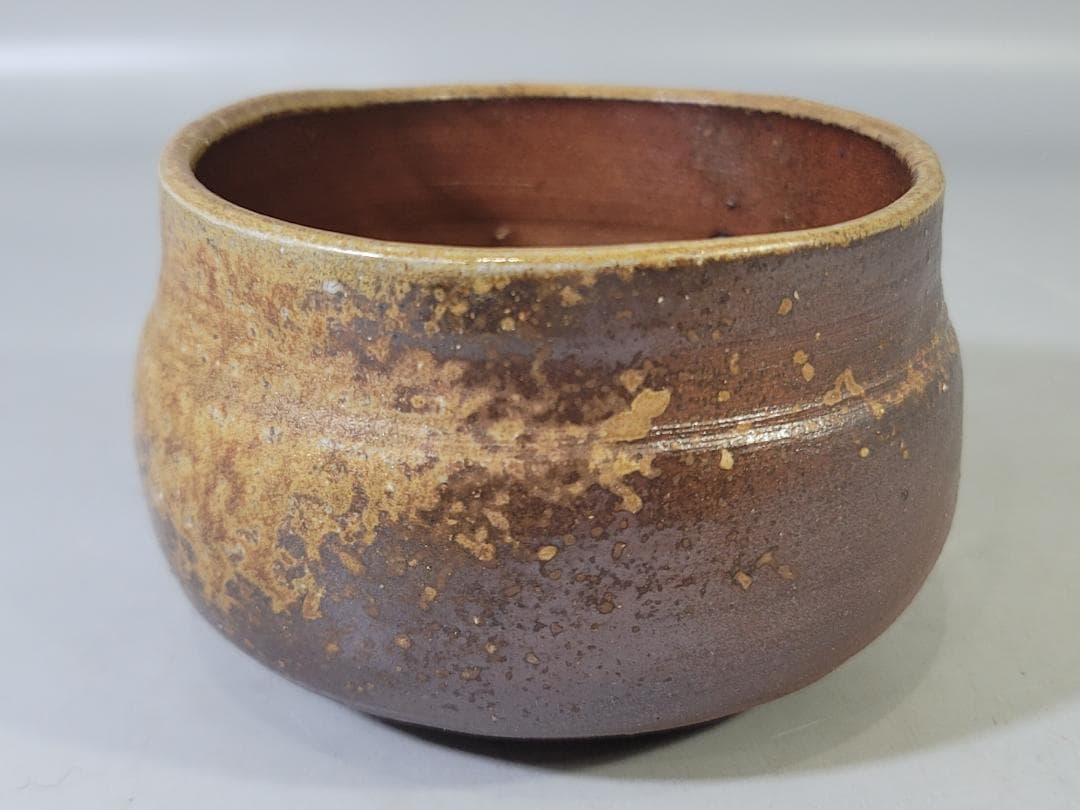 茶道具 備前茶碗 川崎靖英作 共箱 DT776