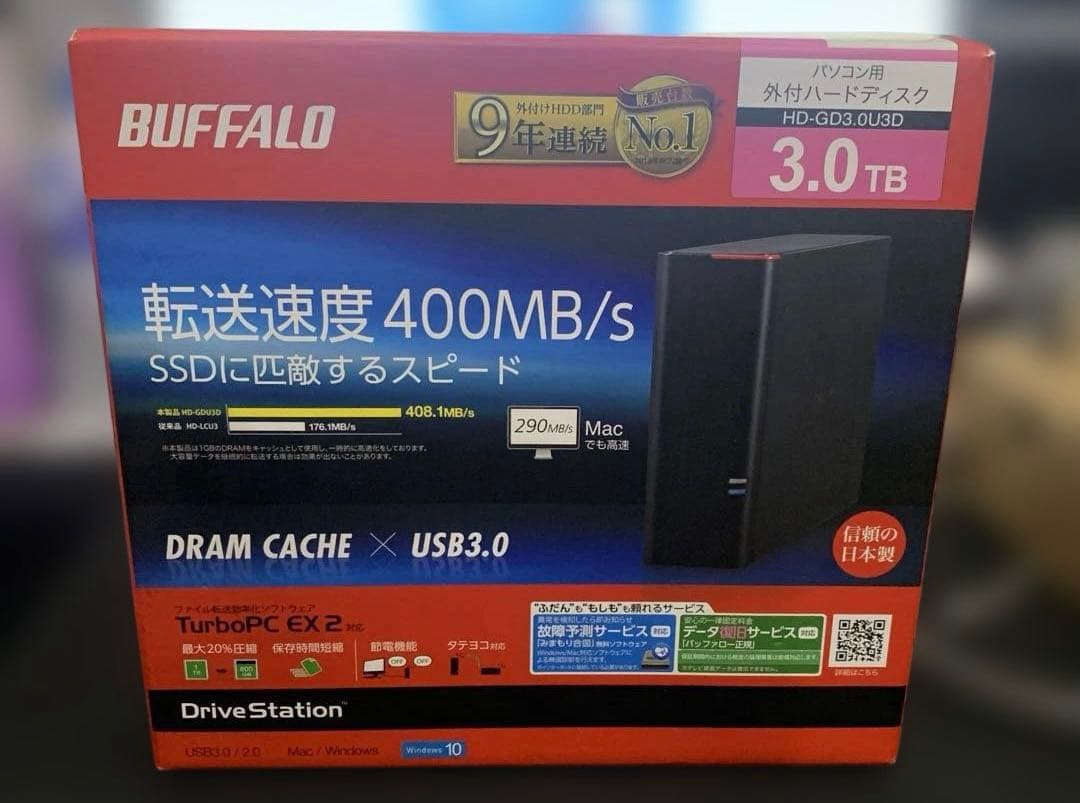 BUFFALO DRAMキャッシュ搭載 USB3.0用 外付けHDD