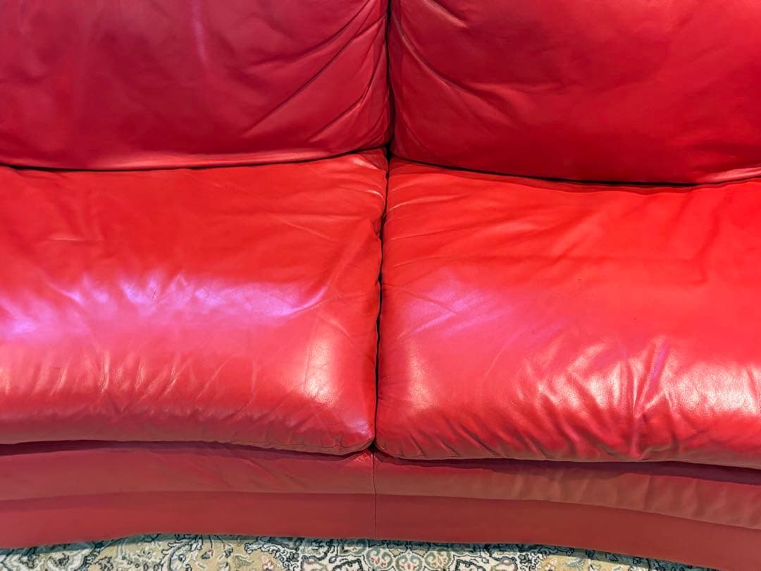 カウチソファ　レッドソファ　3P　モダン　クラシック　シンプル　レザー　IG