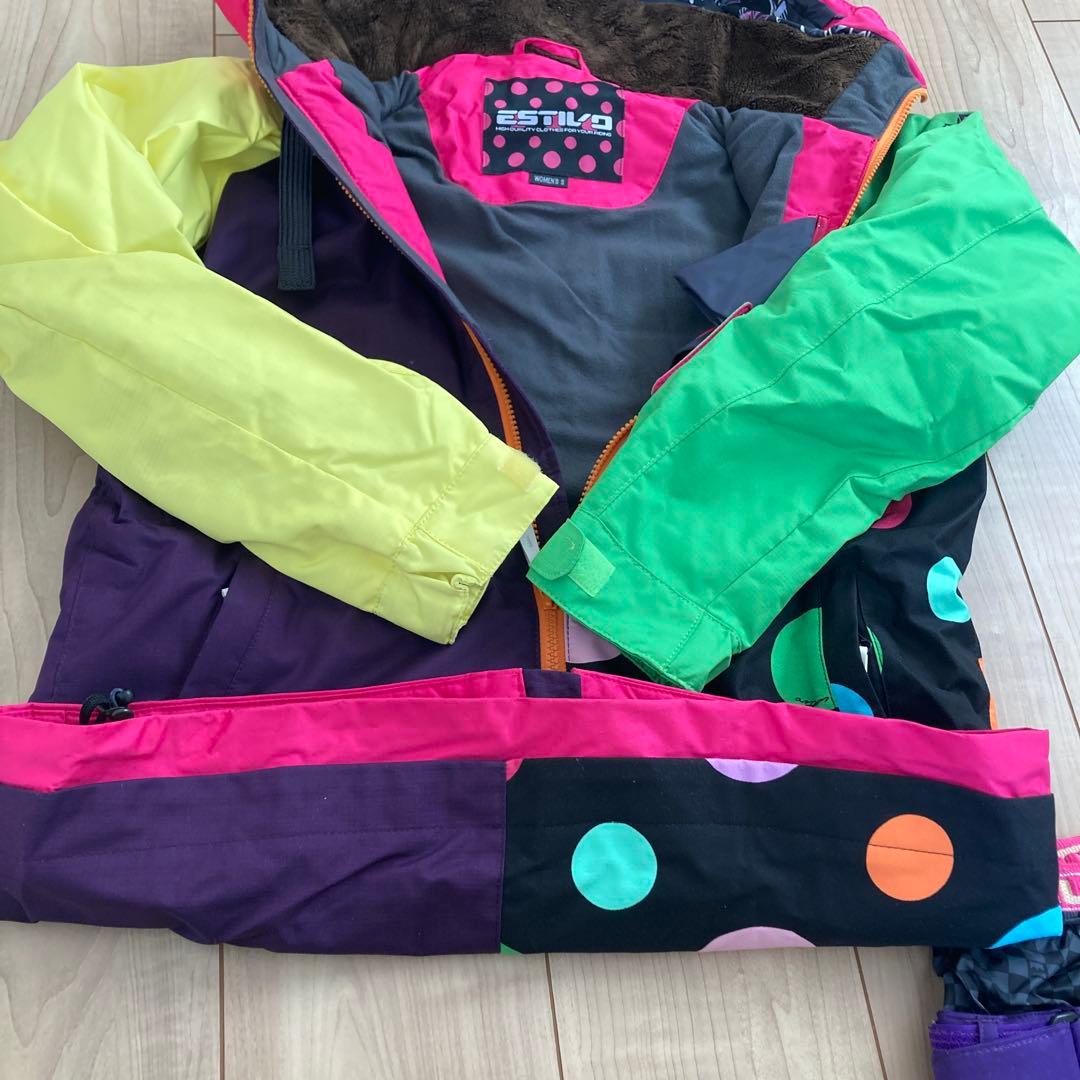 カラフルドット柄スノーボードウェア（女性用）