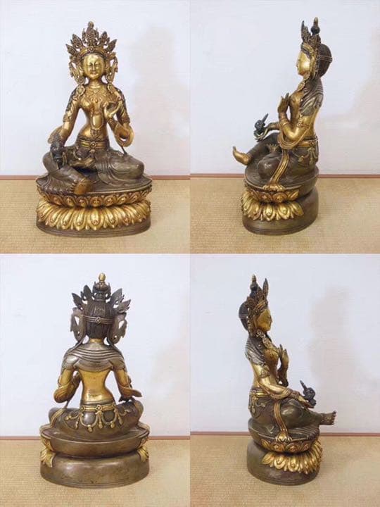 古铜 仏像 時代 觀音像 銅鎏金