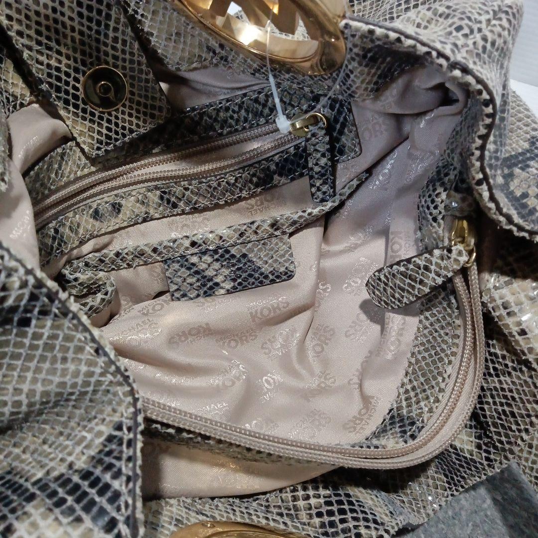 マイケルコース　パイソン本革レザー型押しトートゴールド金具　【未使用】