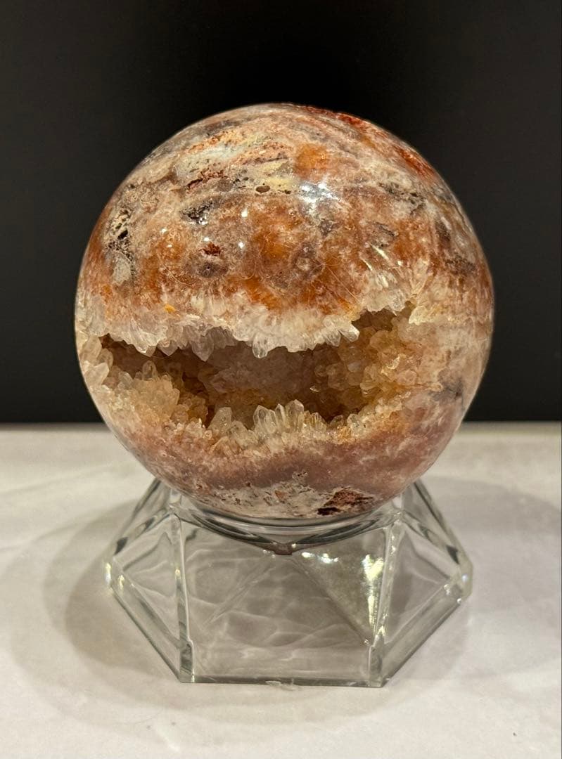 珍しい♡ レッド スファレライト 水晶 共生 スフィア 丸玉 笑口 天然石