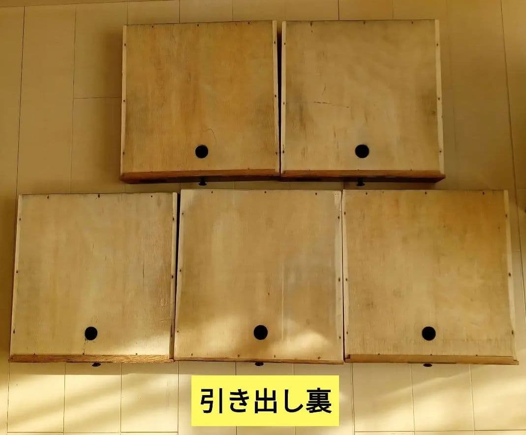 古材　昭和レトロ　書類棚　レターケース　5段