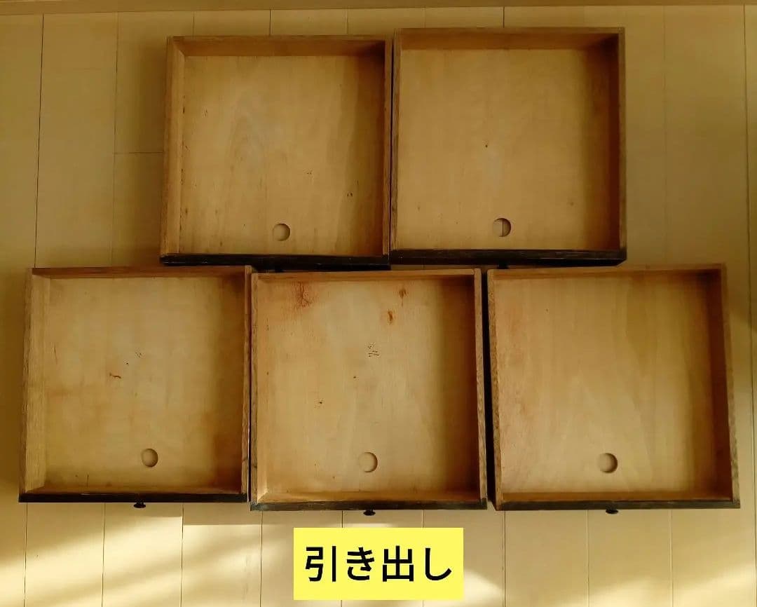 古材　昭和レトロ　書類棚　レターケース　5段