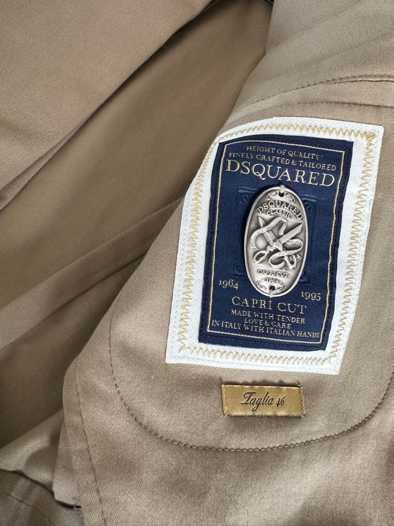 DSQURED2ベージュ シングルスーツ セット