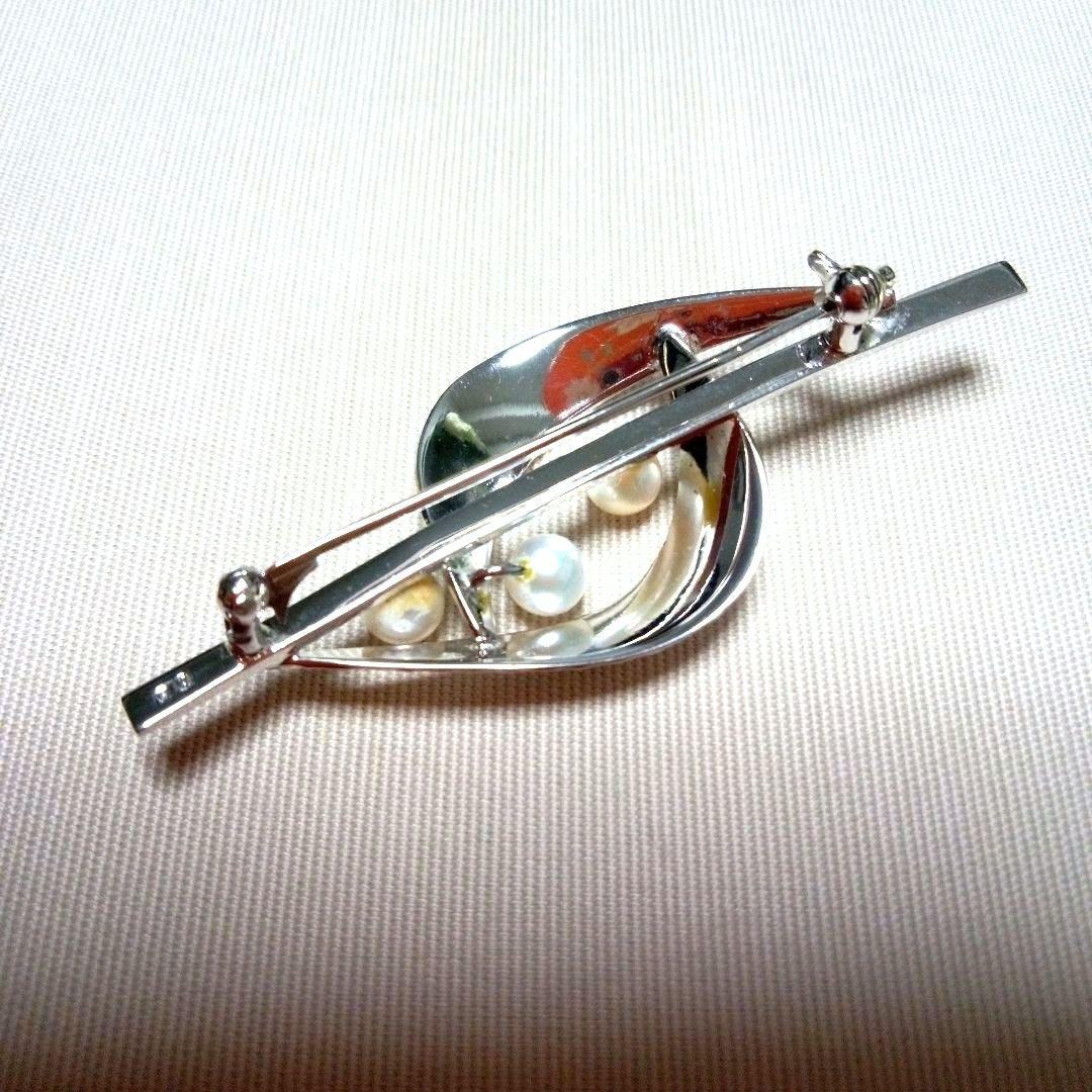 MIKIMOTO シルバー リーフ型 ヴィンテージブローチ
