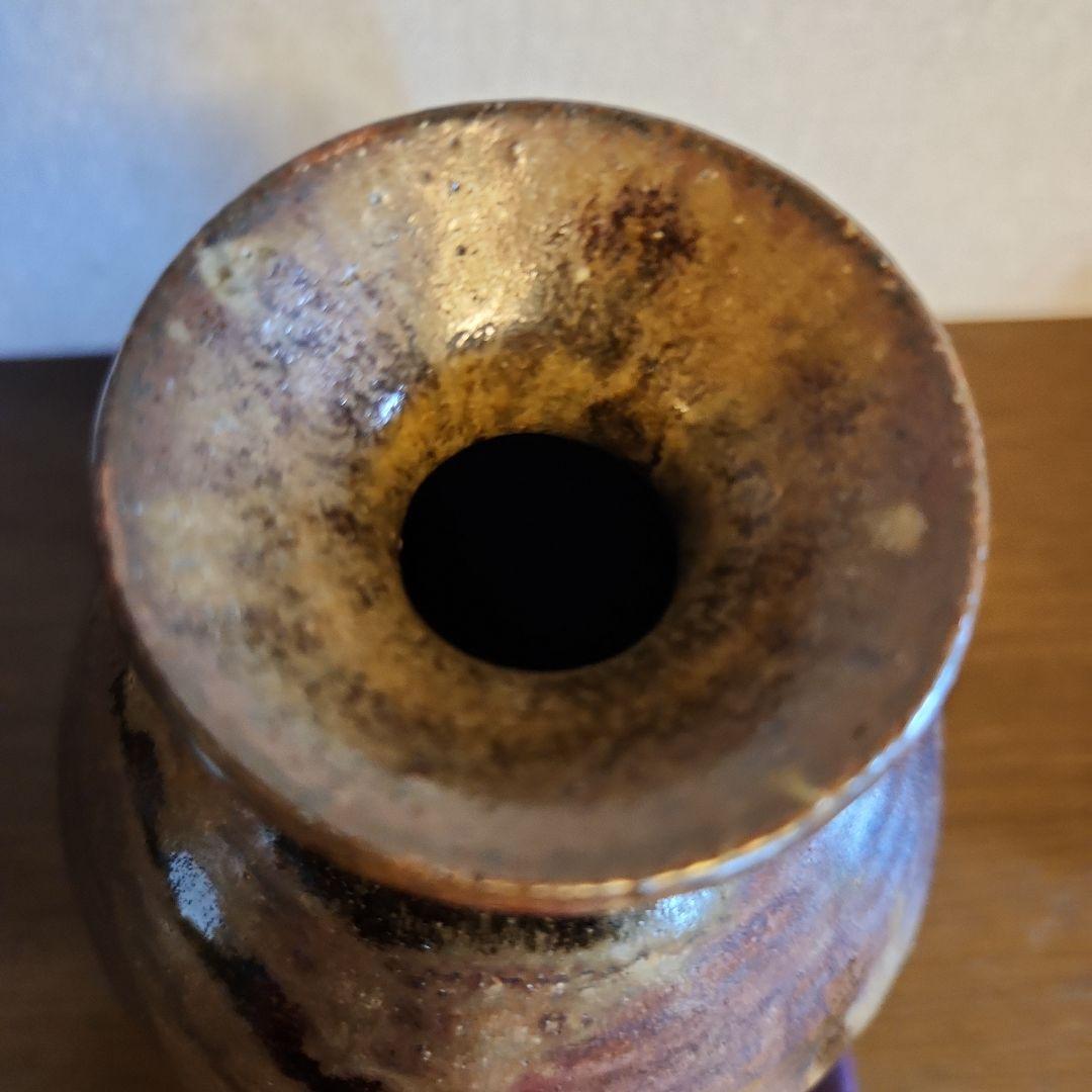 人間国宝　田村耕一　鉄秞壺　益子焼　共箱