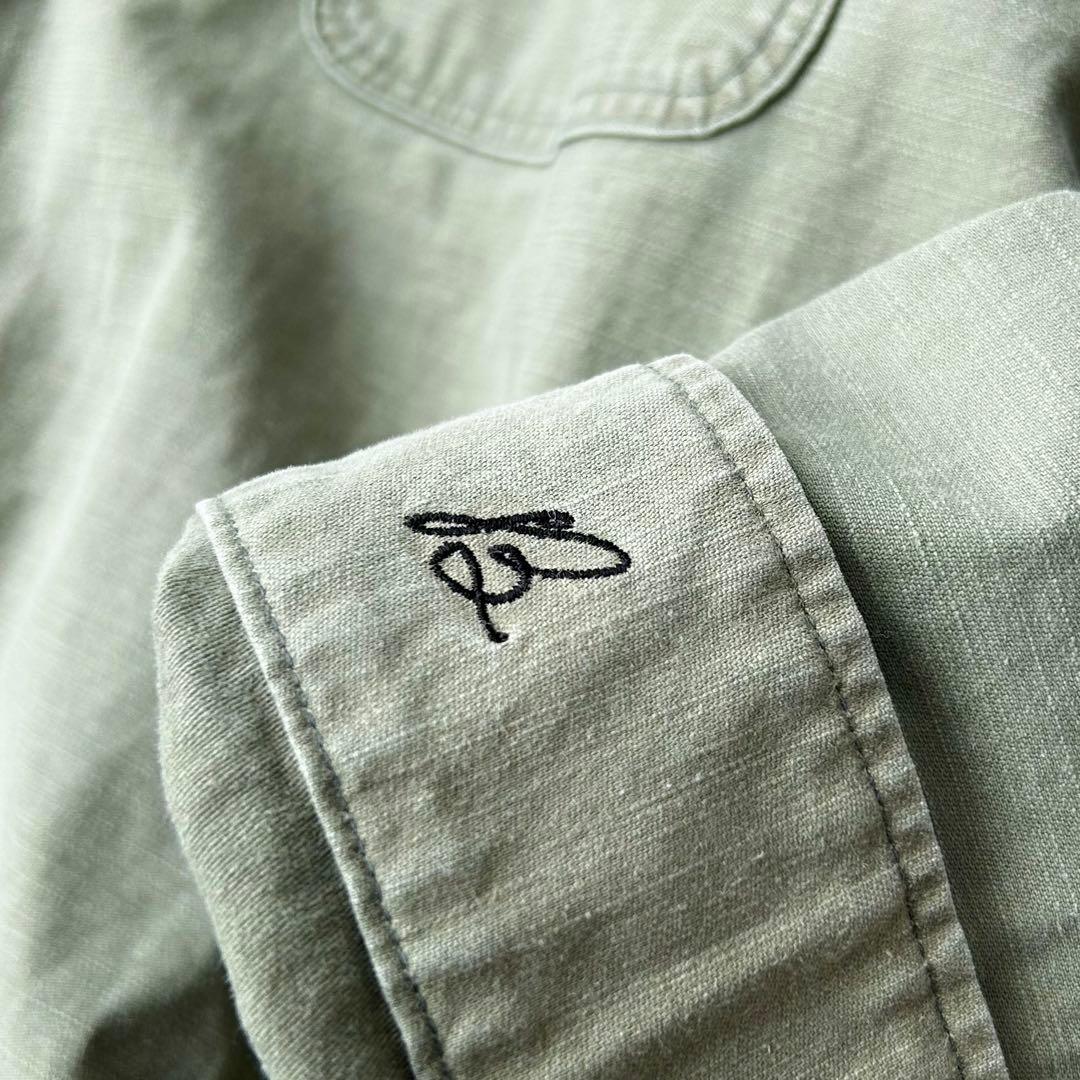 美品 マディソンブルー ハンプトン バックサテンシャツ コットン カーキ 01