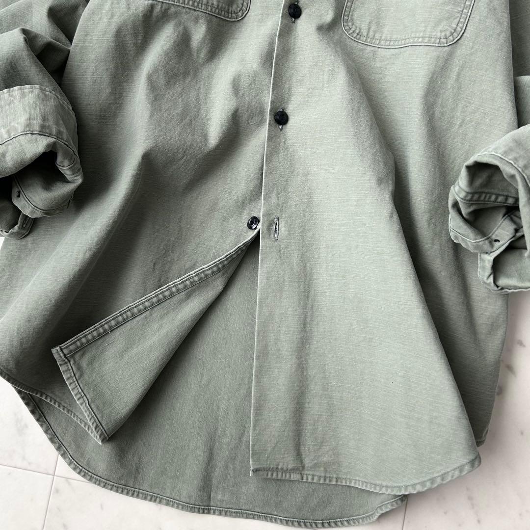 美品 マディソンブルー ハンプトン バックサテンシャツ コットン カーキ 01