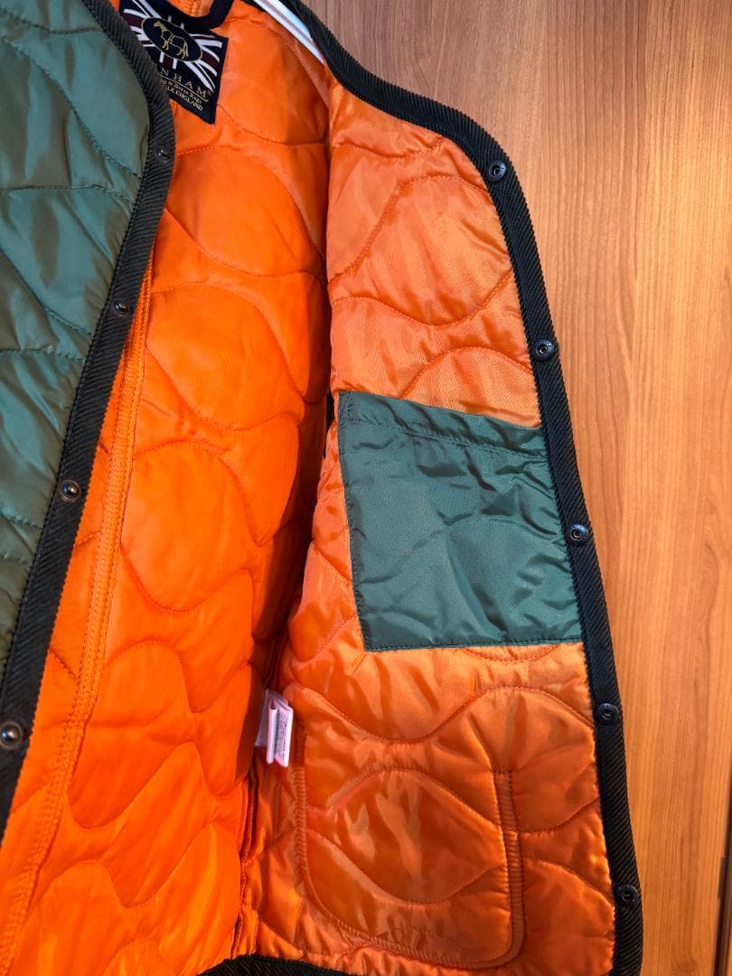 美品 LAVENHAM ラベンハム キルティングベスト オリーブ Mサイズ