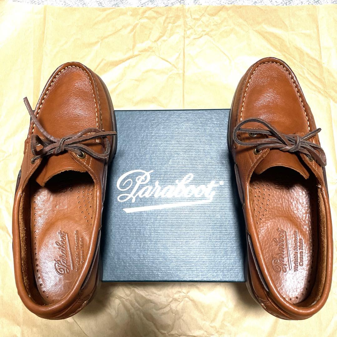 【美品】パラブーツ バース(デッキシューズ) カーフグレインレザー