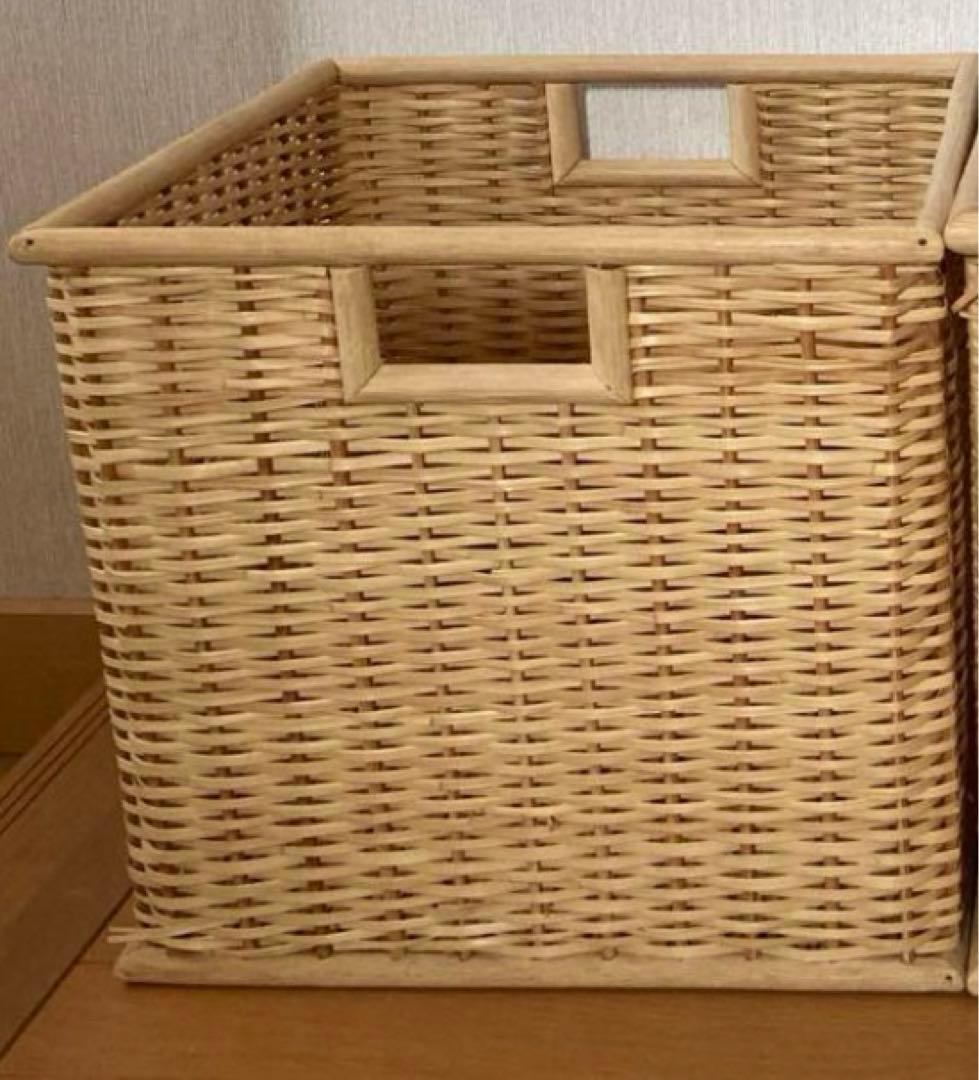 無印良品ブリ材角型バスケット・特大1個セット籐かご収納整理カゴ カラーボック