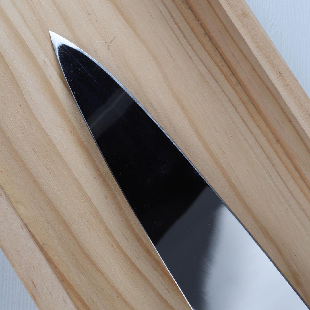 7492 身卸し・舟行 9寸 ウルトラ鏡面仕上げ 刺身包丁 黒檀黒水牛角八角柄