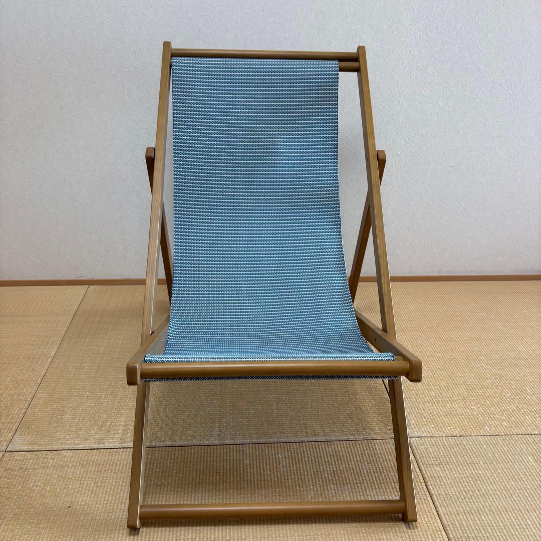 松右衛門帆を使用した折り畳みできる　ウッドデッキチェア