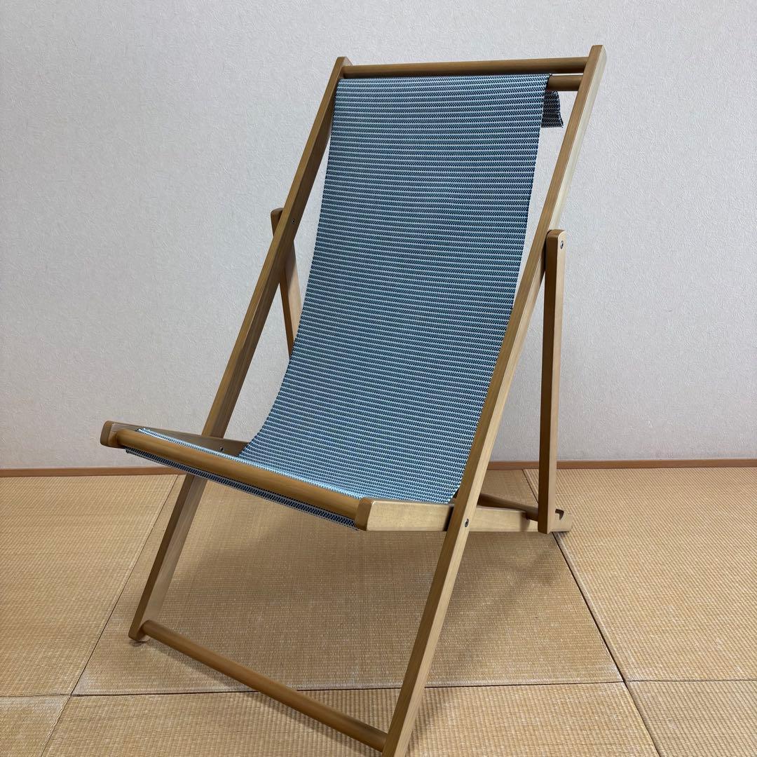 松右衛門帆を使用した折り畳みできる　ウッドデッキチェア