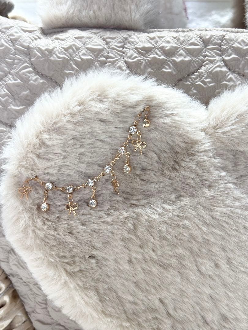 ゆ*ら様 コヤンイサムチョン　ハンドメイド　ギャザーバッグ　ベージュファー　白う