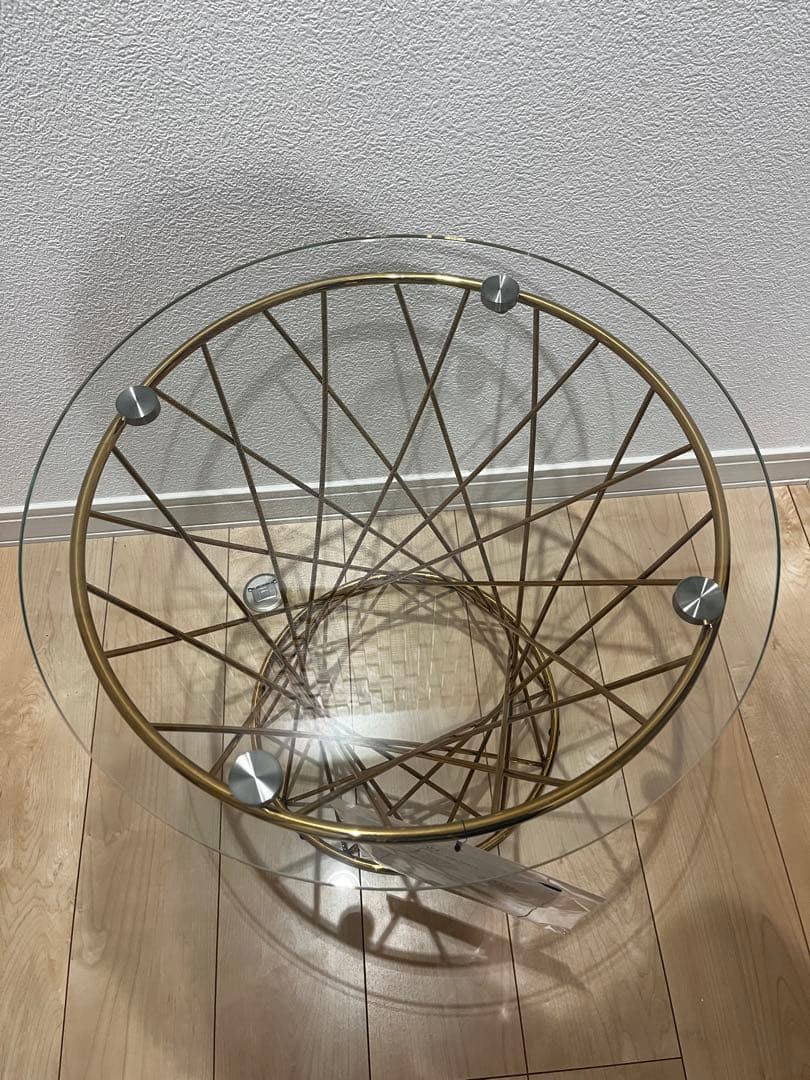 フランフラン　マーリアサイドテーブル　クリア×ゴールド φ500