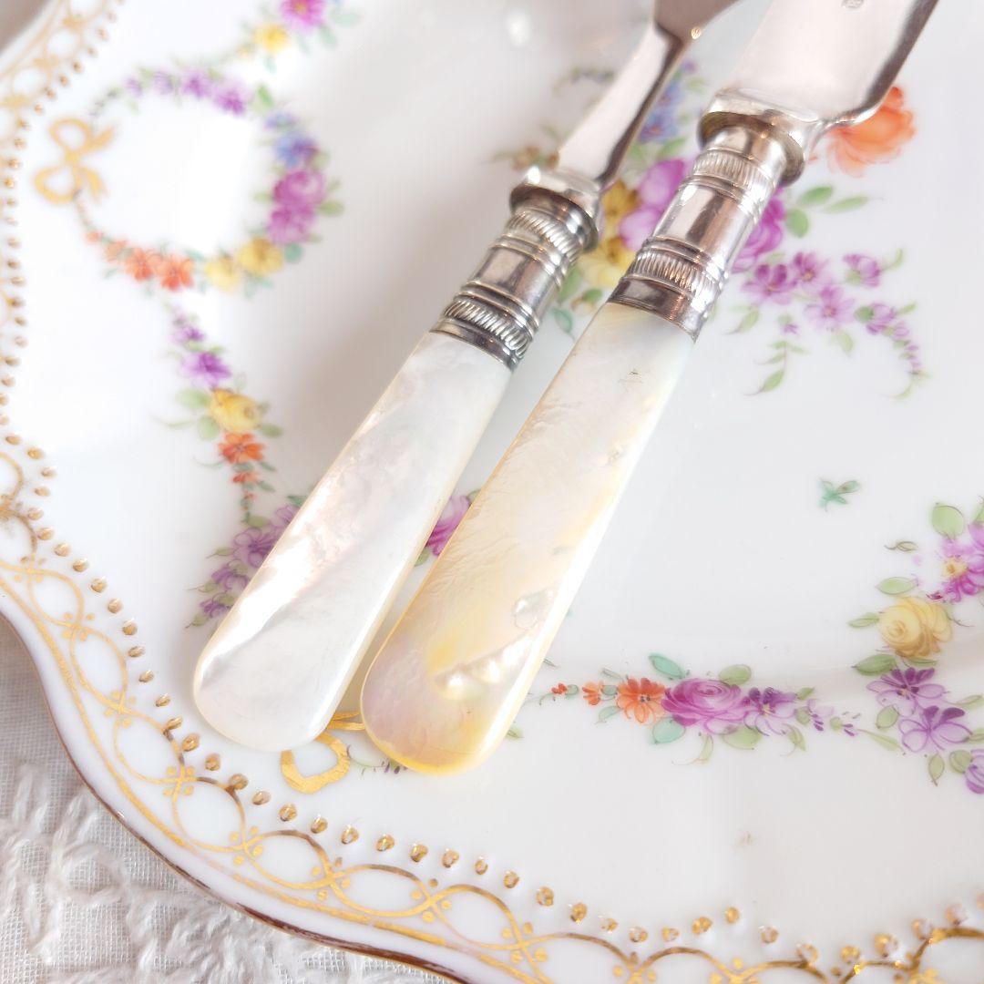 白蝶貝　マザーオブパール　デザートカトラリーセット