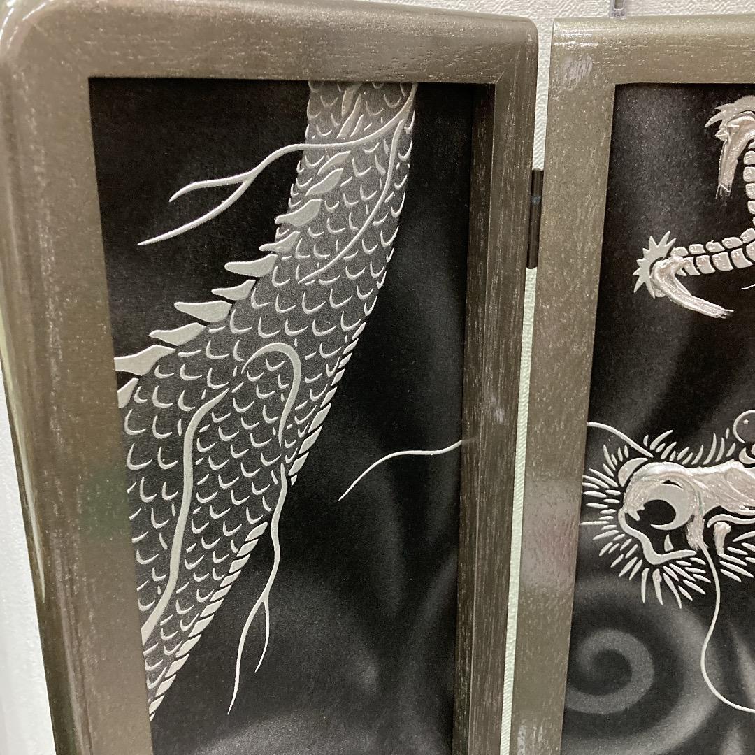 E2 高級桐　銀塗り台巾60㎝位　五月人形台屏風　5月兜台　5月屏風　鎧兜飾り