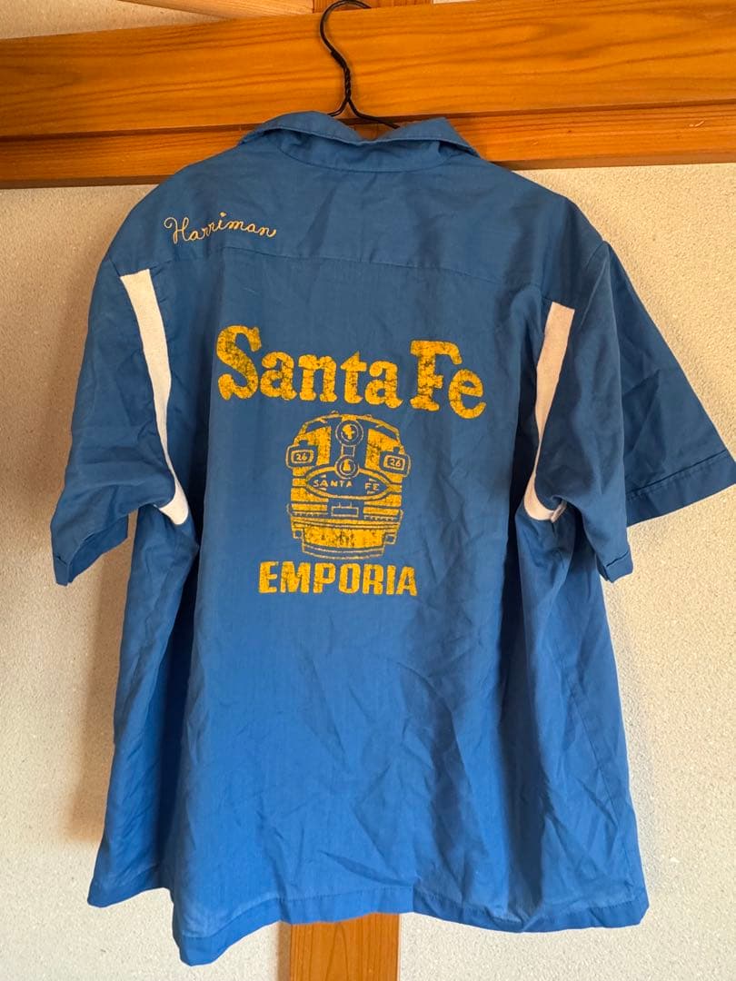 50s 60s Nat Nast ボウリングシャツ 青 Santa Fe