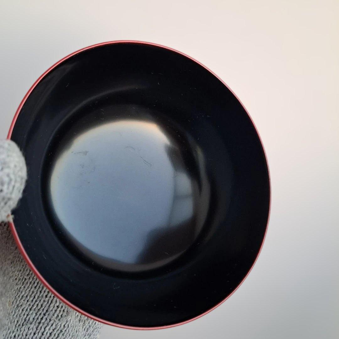 【越前河和田塗　御吸物椀×5客】天然木製　朱内黒　未使用/長期保管品