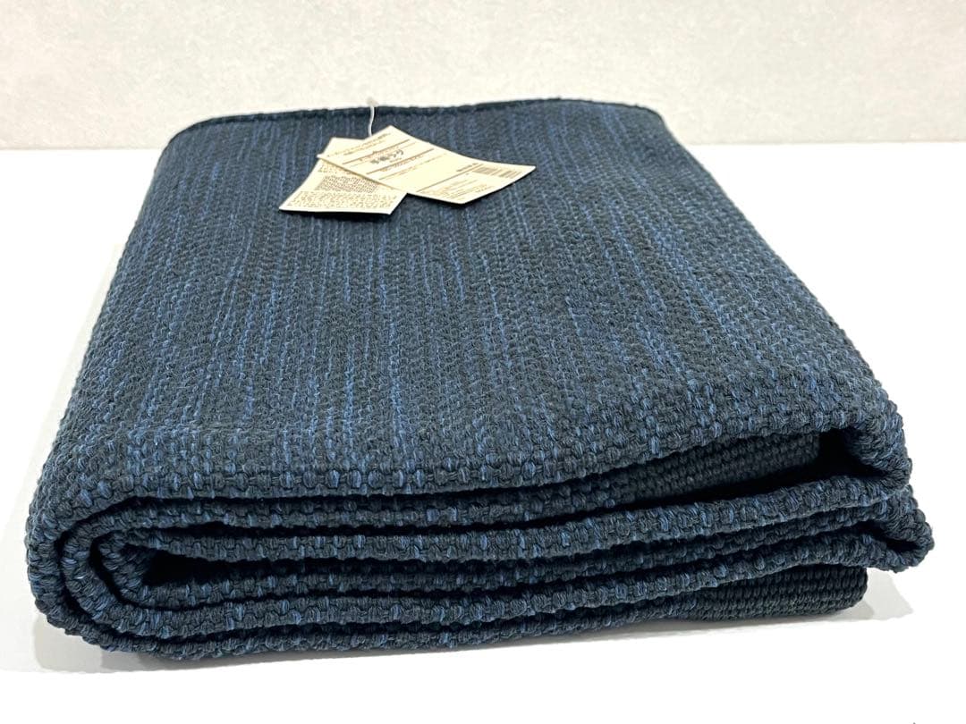 f031 新品　無印良品　オーガニックコットン　手織ラグ　ネイビー✖️2点