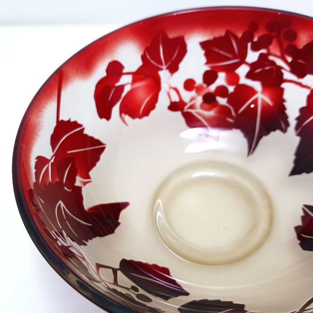 Y3279-2 ガレ風 被せガラス 花文鉢 ボウル 直径12㎝　ten