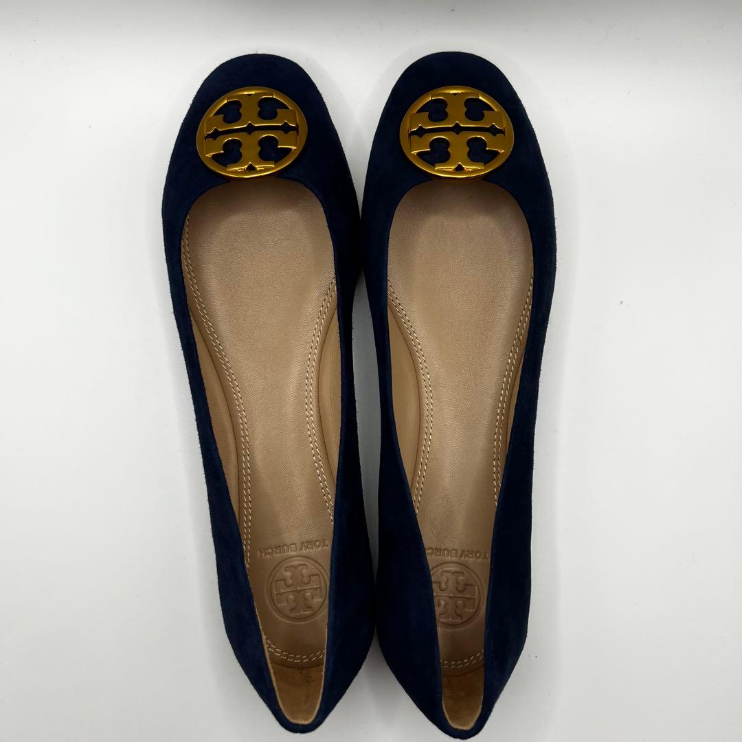 【極美品】TORY BURCH☆紺フラットパンプス☆24cm