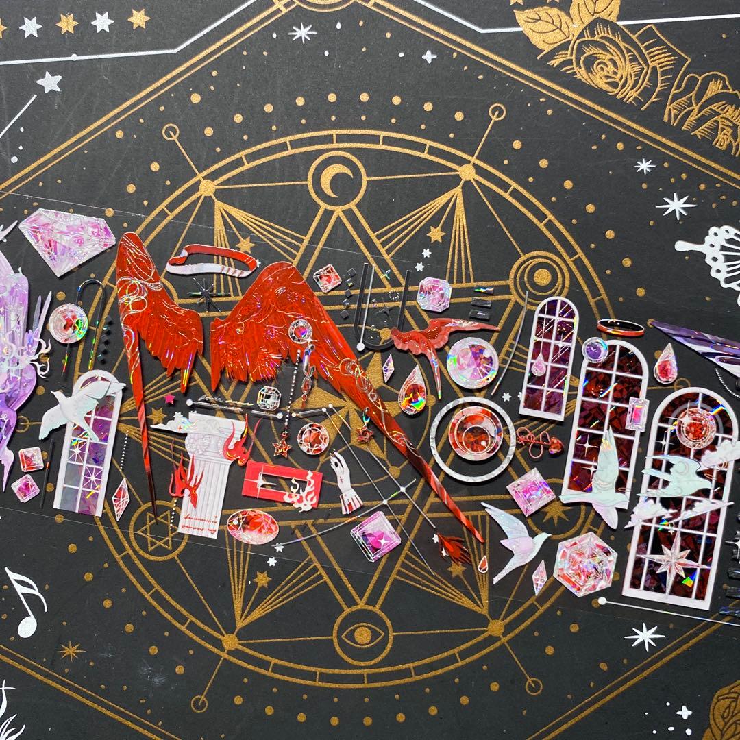 【9214】海外　マステ　中古巻　貝殻光マスキングテープ　宝石　翼　装飾系