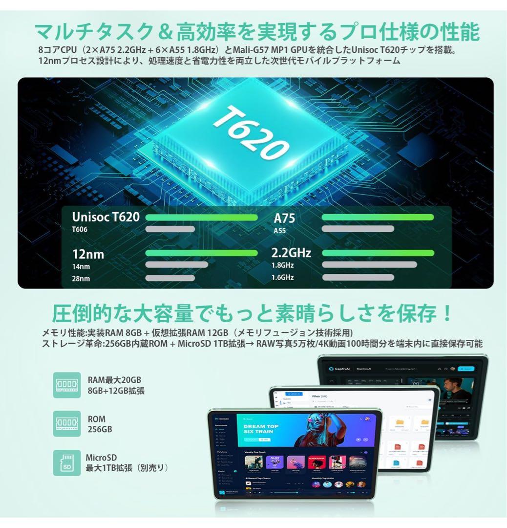 【新品】12インチ Android15タブレット20GB+256GB