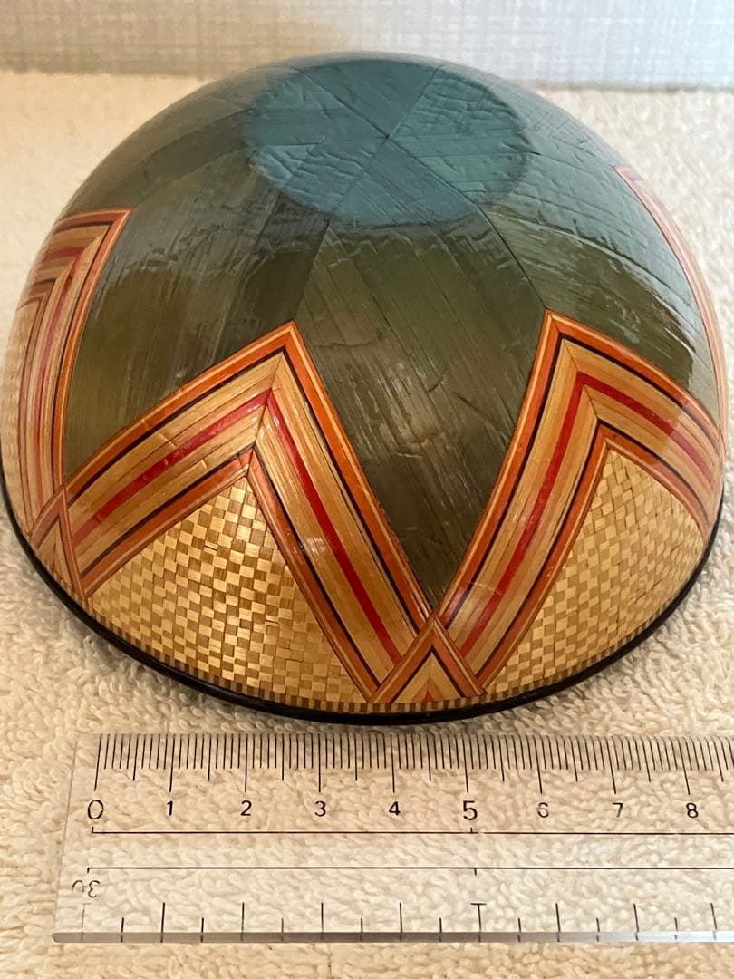 麦わら細工　球型ボンボン入れ　漆器　工芸品　伝統工芸　むぎわら細工　アンティーク