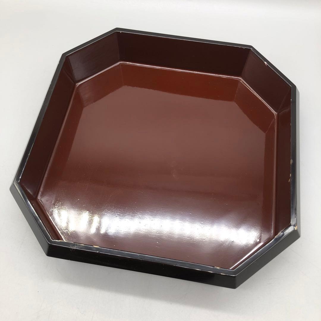 螺鈿細工らでんざいく鳥お花貝殻装飾八角形黒漆器重箱菓子箱23cm伝統工芸品