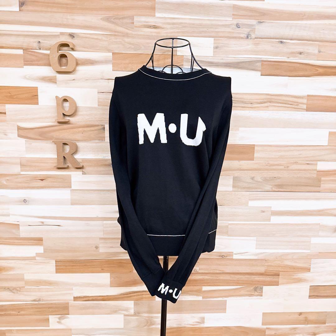 【エムユースポーツ】ゴルフ ニット セーター モノトーン M・Uロゴ 黒×白