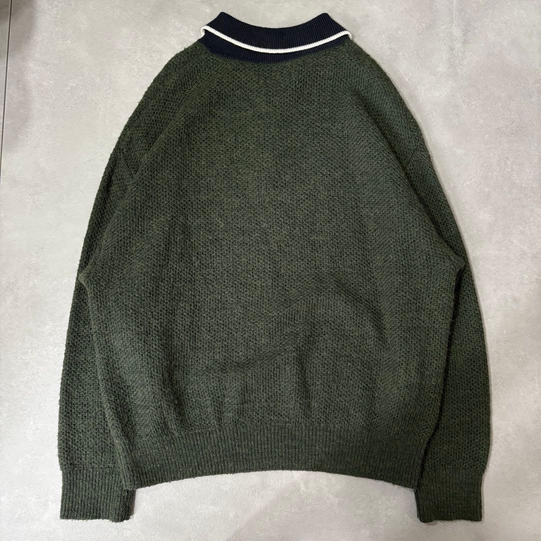 フレッドペリー Fred Perry ウールニットポロシャツ 月桂樹 カーキ L