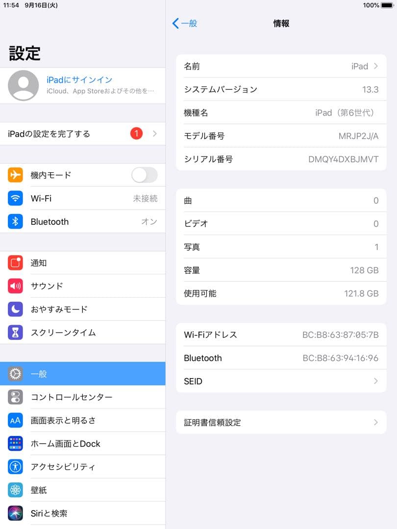 【美品】Apple iPad 第6世代 Wi-Fi 128GB おまけ付き