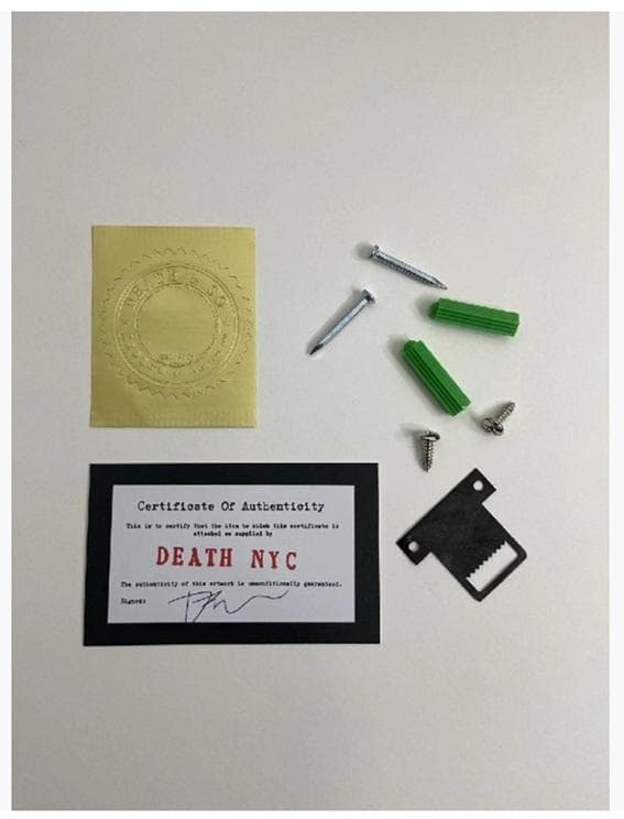 【世界限定100枚】DEATH NYC 布製額付き 現代アート KAWS アリス