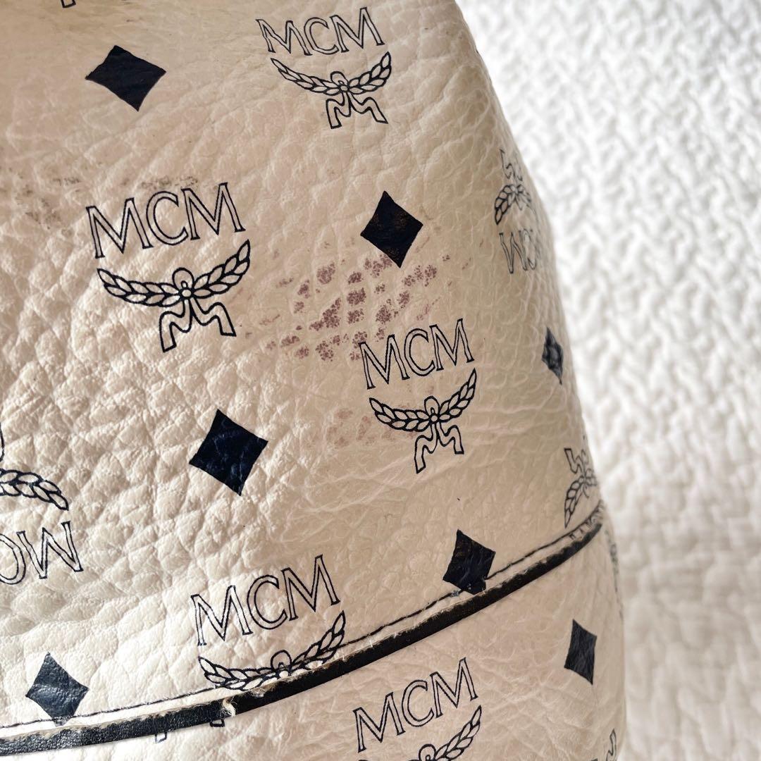 MCM 巾着バッグ　ショルダーバッグ　ホワイト　ヴィセトス柄　総柄　ヴィンテージ