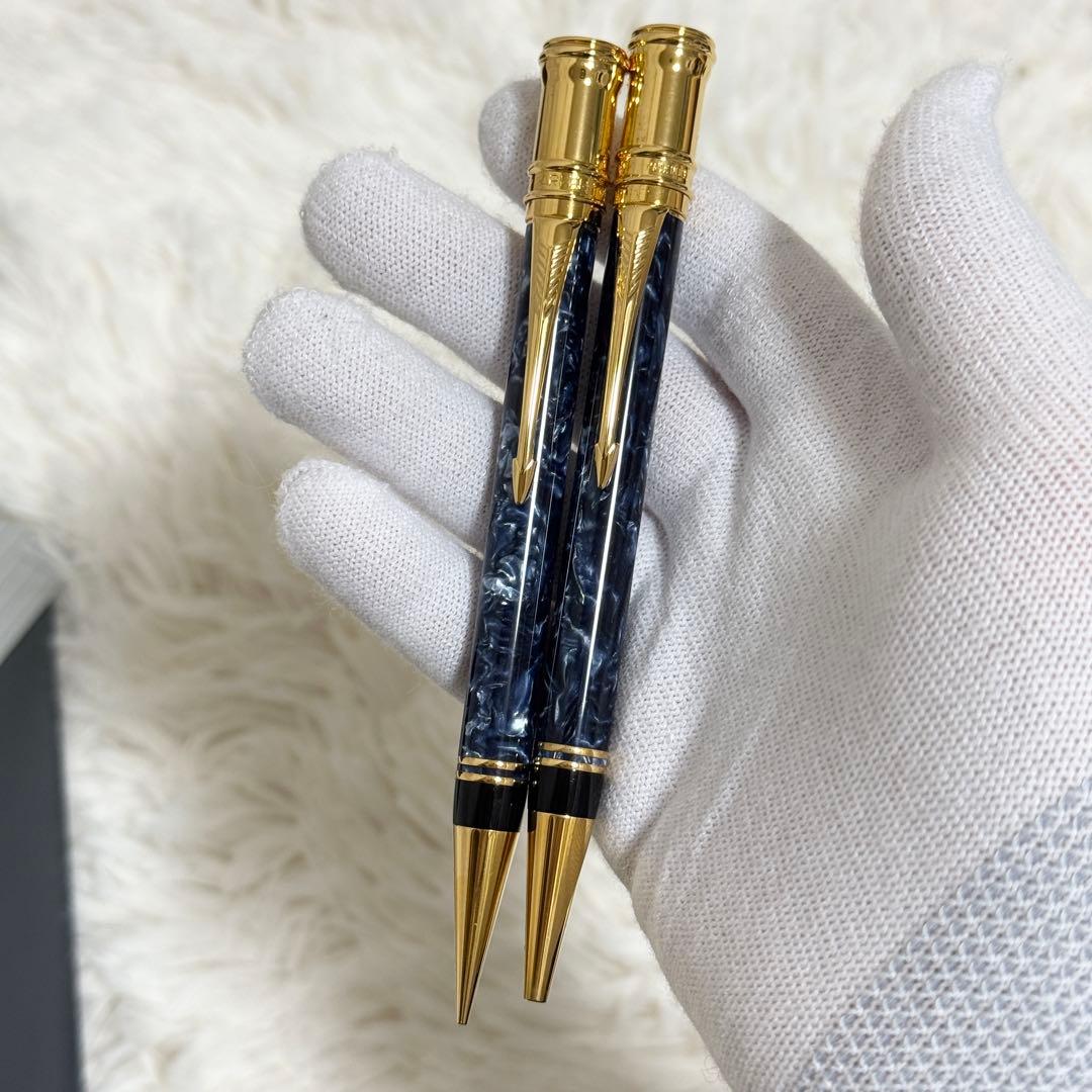 【美品】付属品多数　パーカー　デュオフォールド　マーブルブルー　2本セット