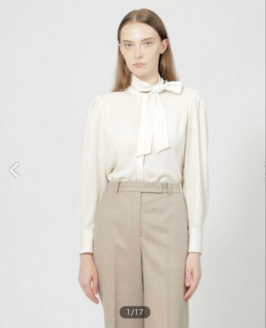 EPOCA エポカソフトジョーゼット ボウタイブラウス リボン とろみブラウス