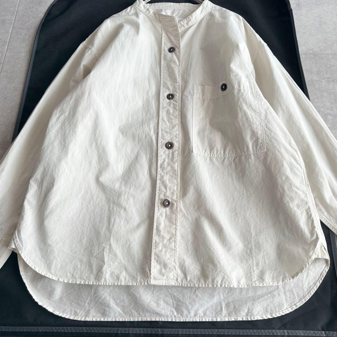 近年✨MHL. WA-SHI COTTON POPLIN バンドカラーシャツ Ⅰ