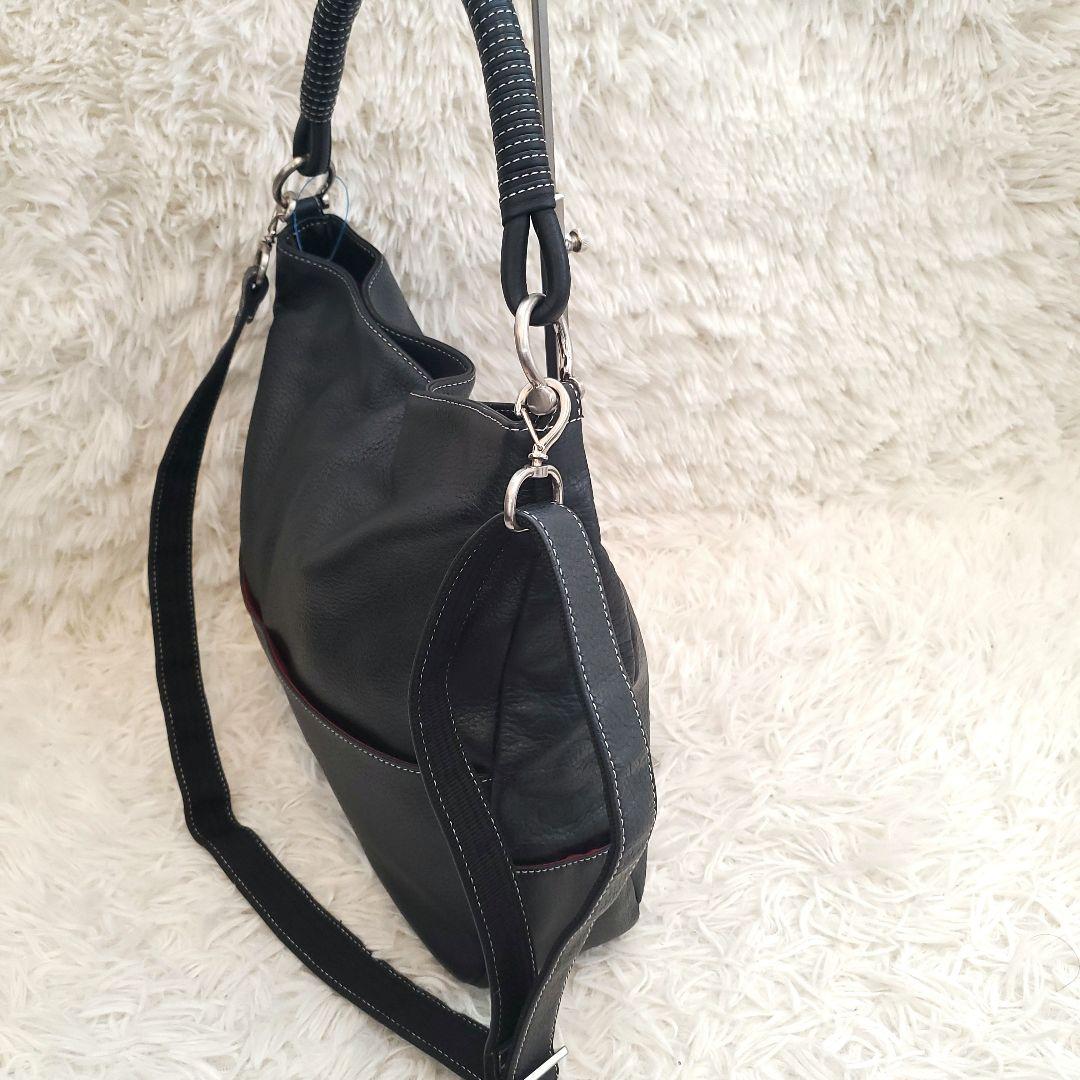 ⭐極美品⭐濱野 2way ショルダーバッグ シボ革 ブラック