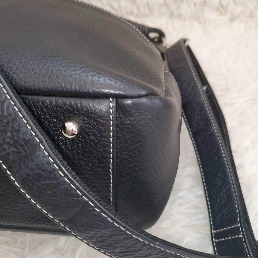 ⭐極美品⭐濱野 2way ショルダーバッグ シボ革 ブラック