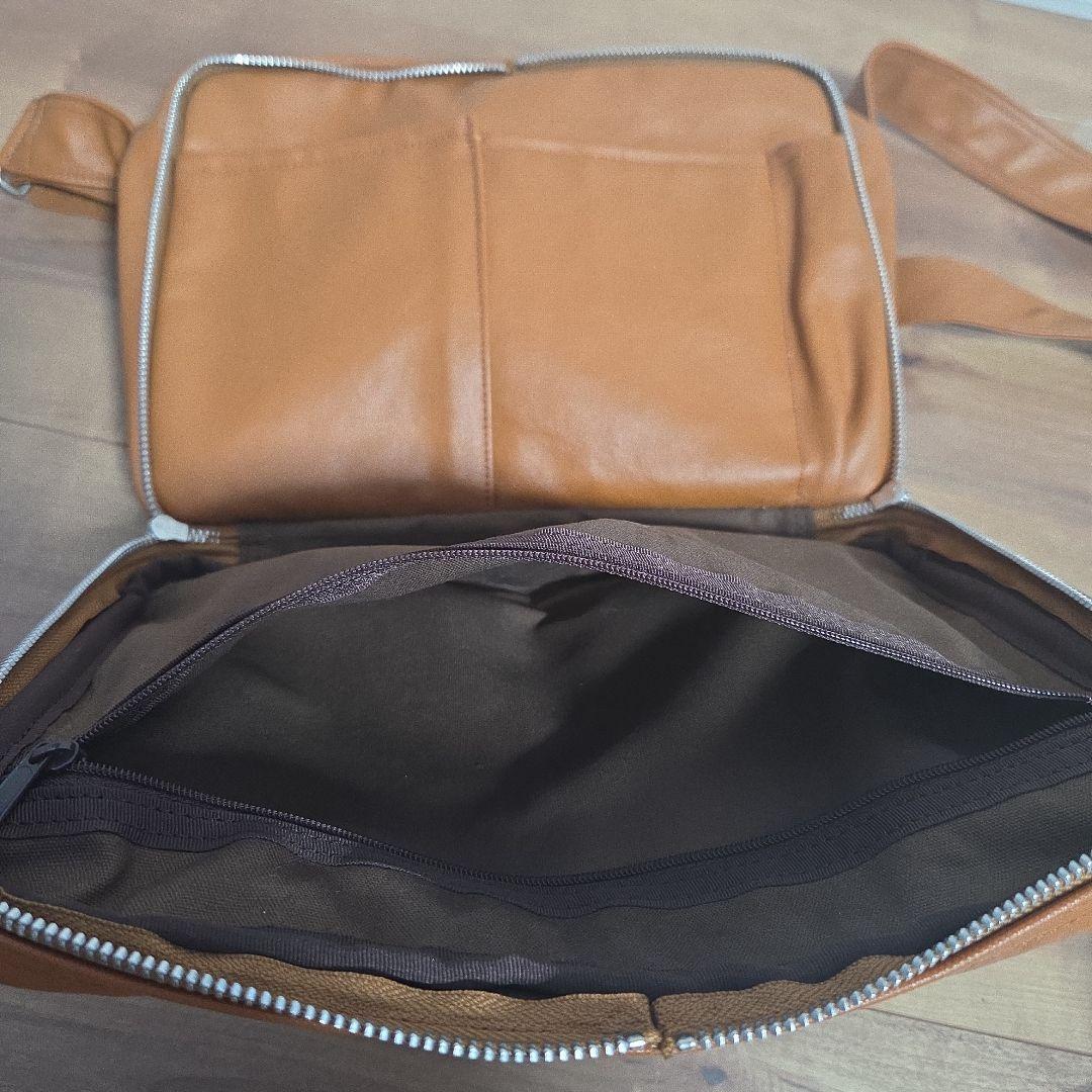 PORTERブラウンレザーショルダーバッグ