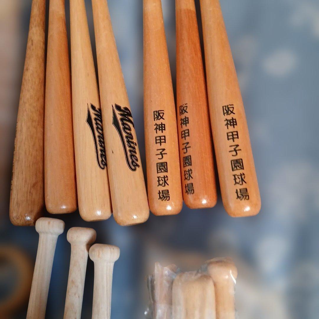 硬球野球ボール6個と木製ミニバット約48本セット