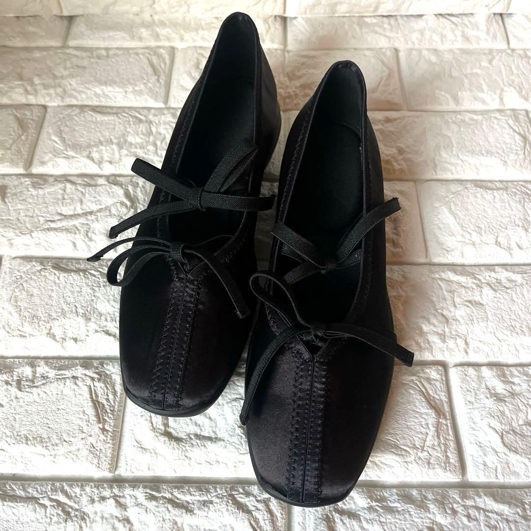 なほぼ新品 人気完売品 LE TALON Lダブルリボンバレリーナ23.5