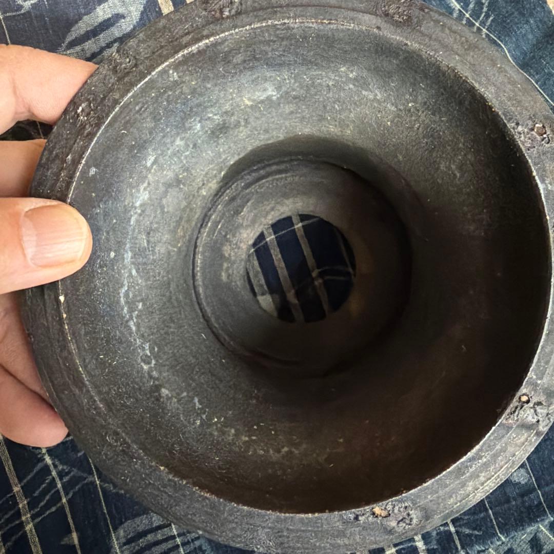 細川政己 植木鉢 シリンダータイプ　豹紋　中古