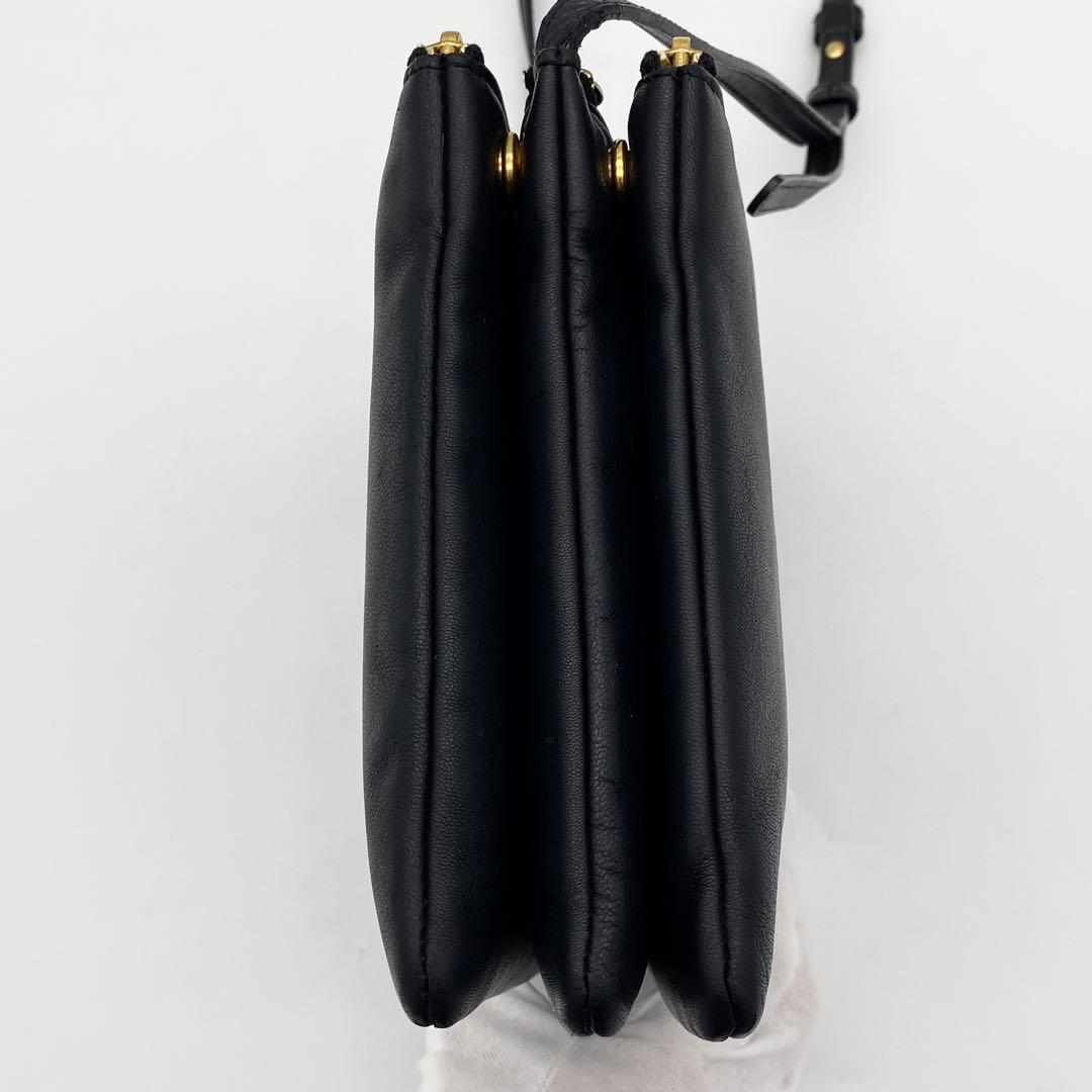 CELINE ショルダーバッグ　トリオ　ラージ　レザー　ネイビー